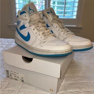 Nike Air Jordan 1 Mid White and Blue UNC